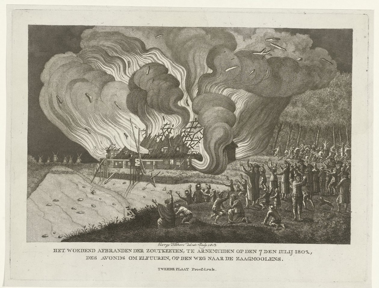 1802 年 7 月 7 日、アルネマイデンの塩の鎖の火事 作： ジョージコッカーズ