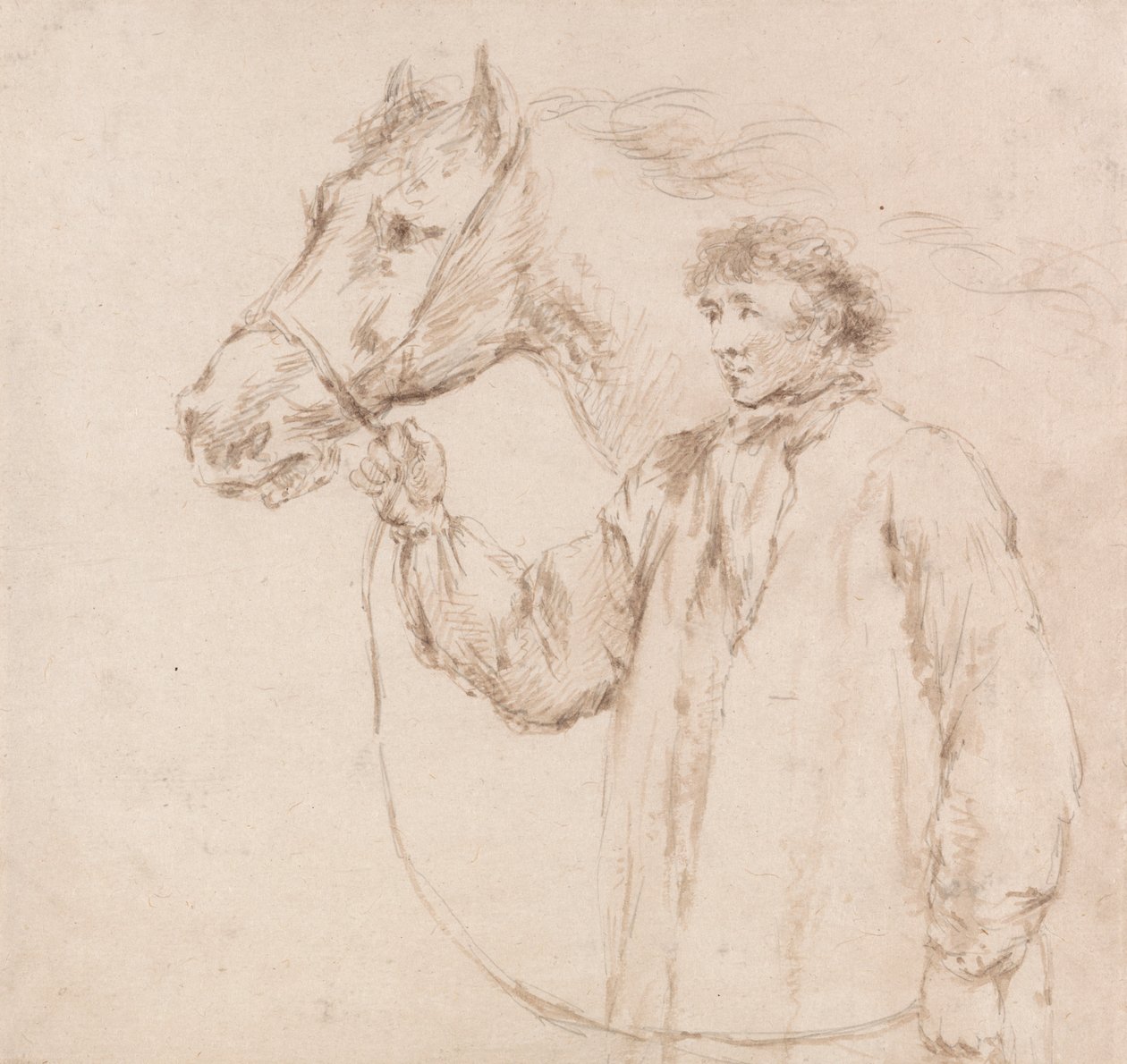 Homem segurando o cavalo pelo freio 作： ジョージ・モーランド