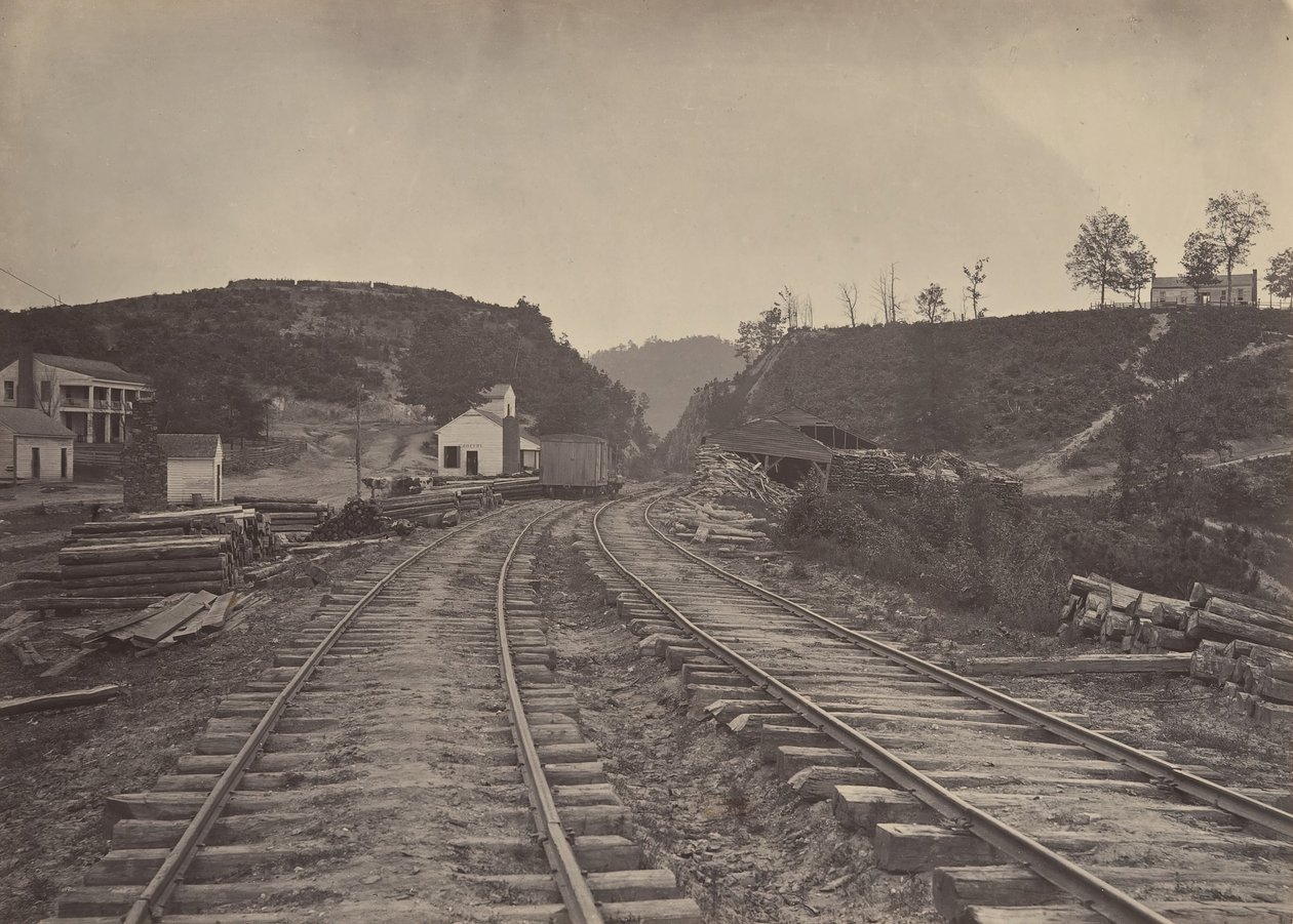 1860 年代、ジョージア州、北を望むアラトゥーナ峠。 作： ジョージ・N・バーナード