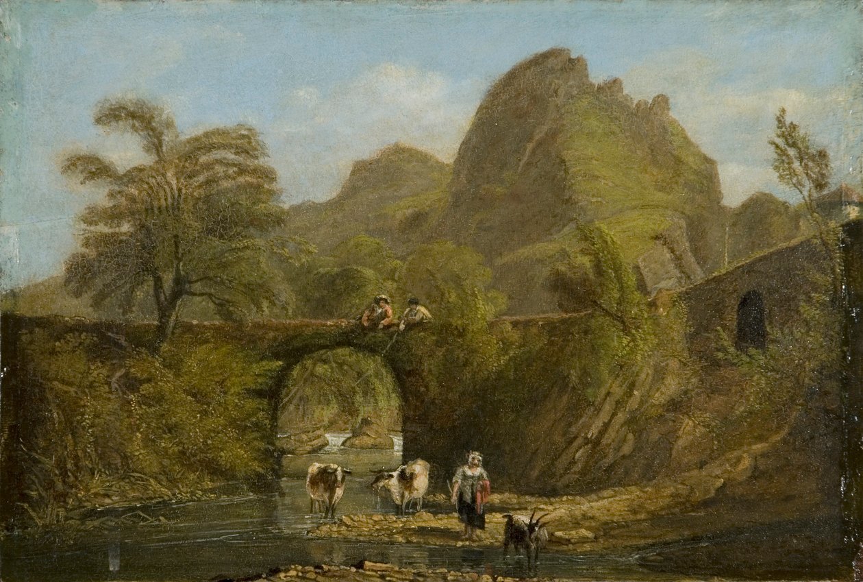 ダイナス・ロックと橋」1820年 作： ジョージ・オルレアン・デ・ラ・モット