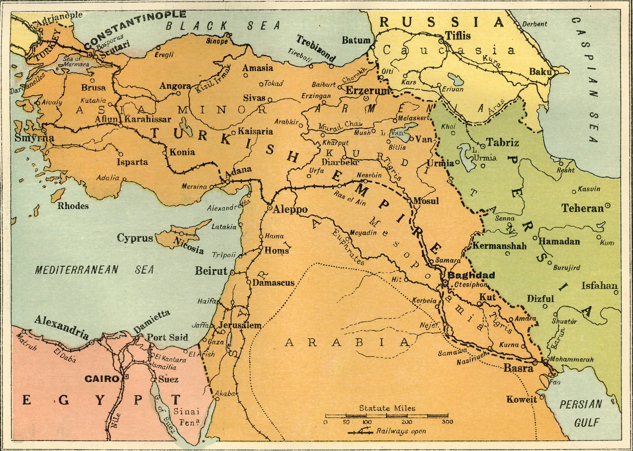 1919年のメソポタミア遠征を説明する地図。 作： ジョージフィリップアンドサン