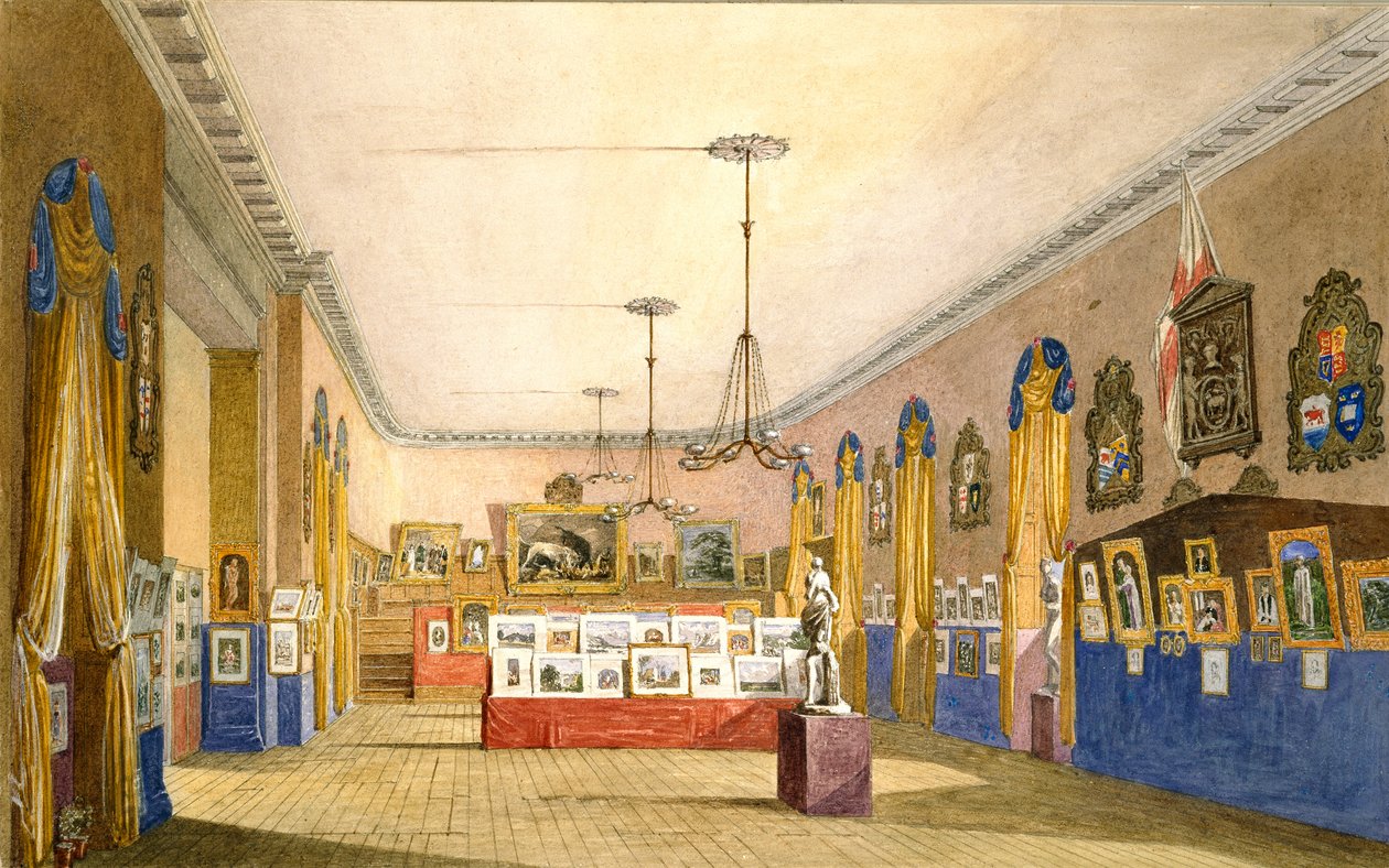オックスフォードの旧市庁舎での展示会、1854 年 作： ジョージ・パイン