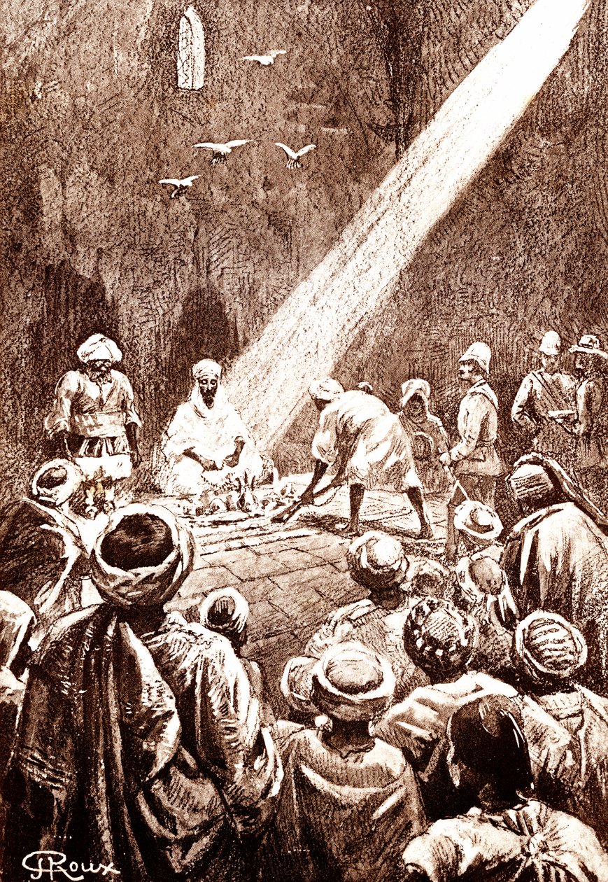 ヌビア砂漠。スーダン北部の部族。1888年（エングレーヴィング） 作： ジョージ・ルー