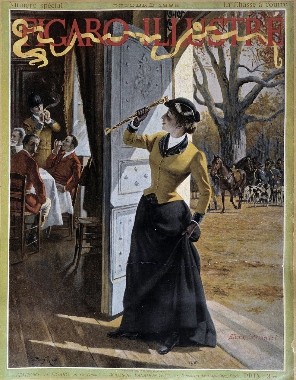 狩猟服を着た女性 - 1895年10月の「フィガロ・イラストレイテッド」にて 作： ジョージ・ルー