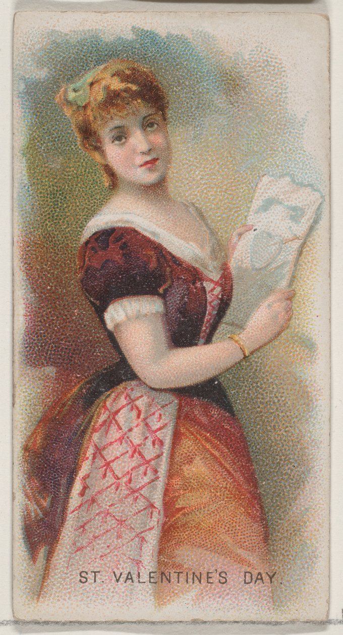 デューク ブランド シガーレのホリデー シリーズ N80 より、アメリカ合衆国、聖バレンタインデー、1890 年。 作： ジョージS.ハリスとサンズ