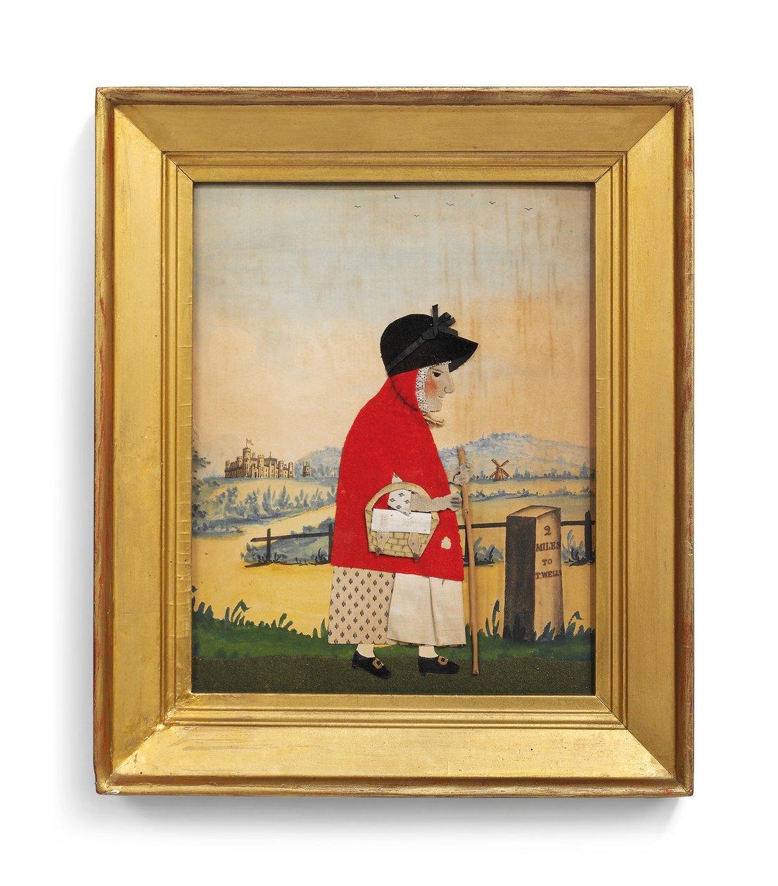 マイルストーンの前のグースウーマン、c.1840（カットフェルト）（2563144とペア） 作： ジョージ・スマート