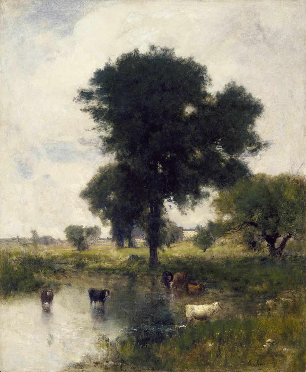 プールの牛（夏の風景）、1880 作： ジョージ・シニアインネス
