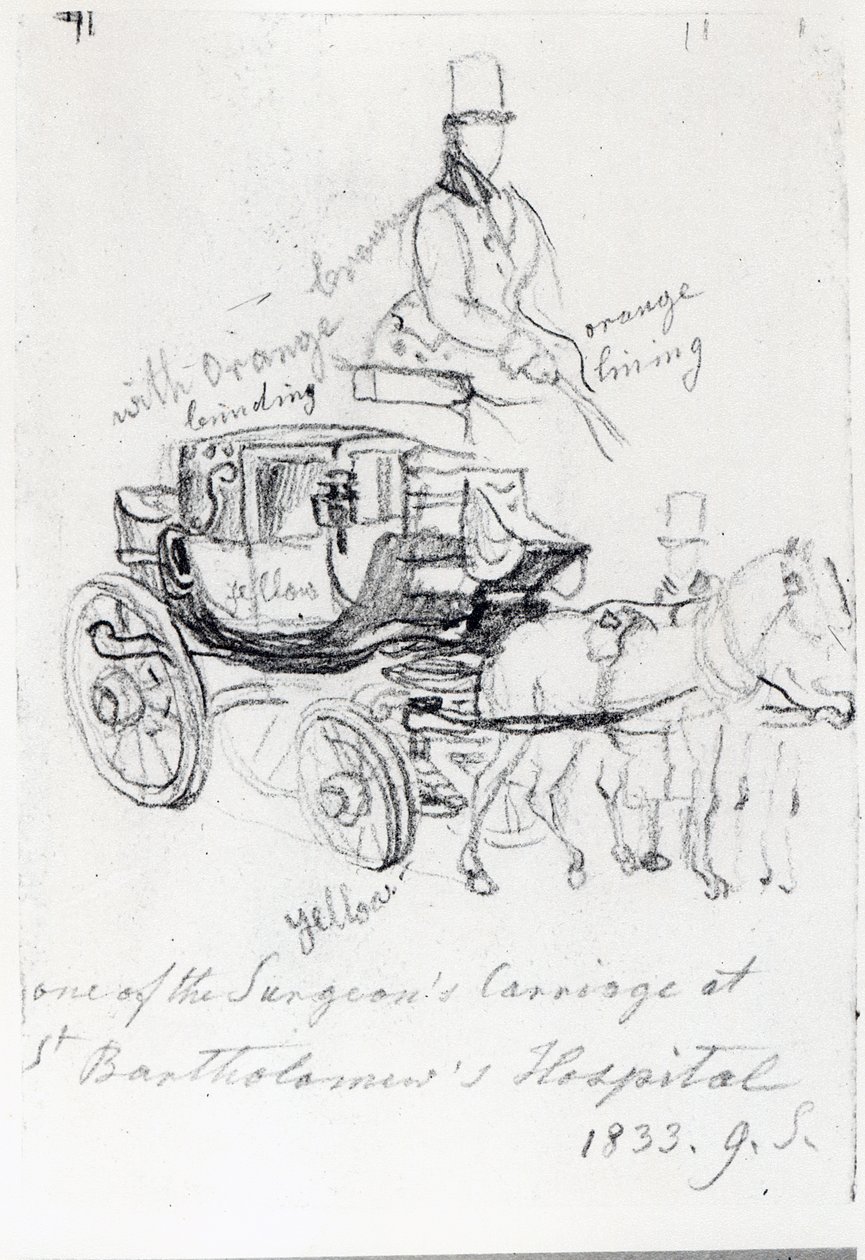 1833年、ロンドンのセントバーソロミュー病院の外科医の馬車 作： ジョージ・スナー・シャープ