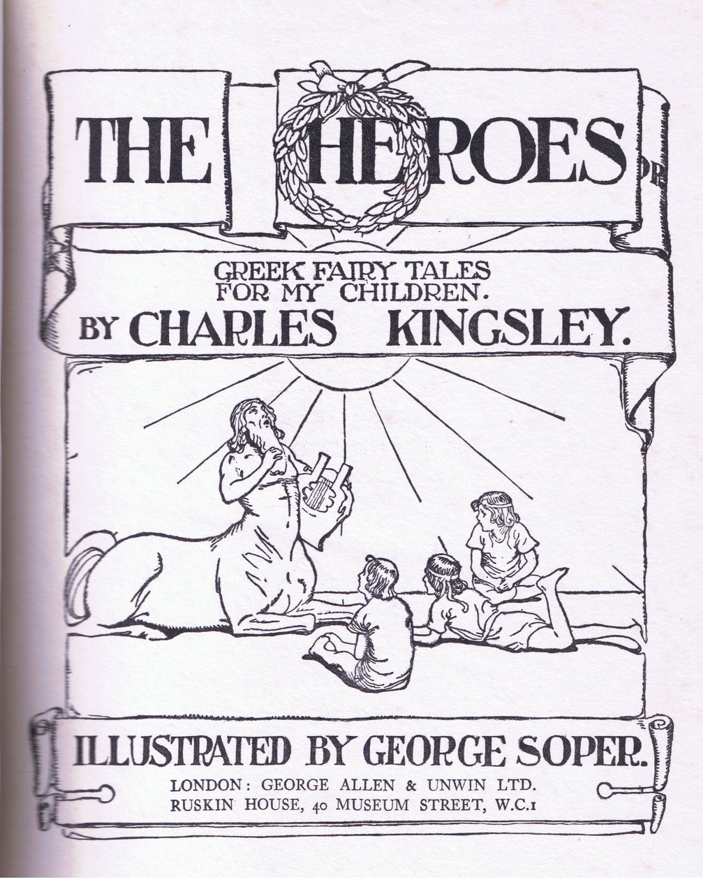 タイトルページのデザイン、George AllenおよびUnwin 1929によって発行されたThe Heroesから 作： ジョージ・ソーパー