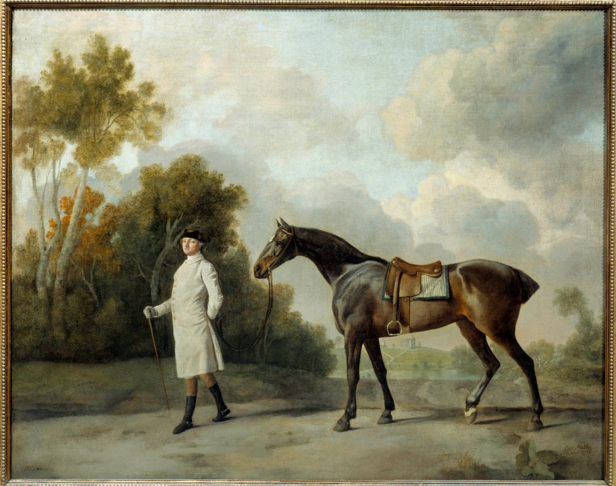ジョージ・スタッブス（1724-1806）が描いた「カーゾン子爵アッシェトンとマリアの肖像」 日。1x1,28 m 作： ジョージ・スタッブス