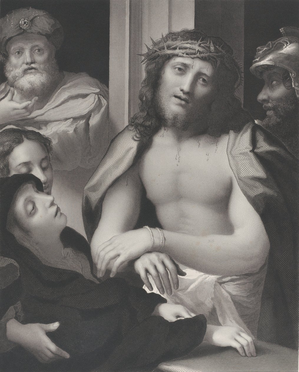 Ecce Homo、左後ろにポンティウス ピラト、左下に気絶する聖母、そして 1850 年。 作： ジョージトーマスドゥー