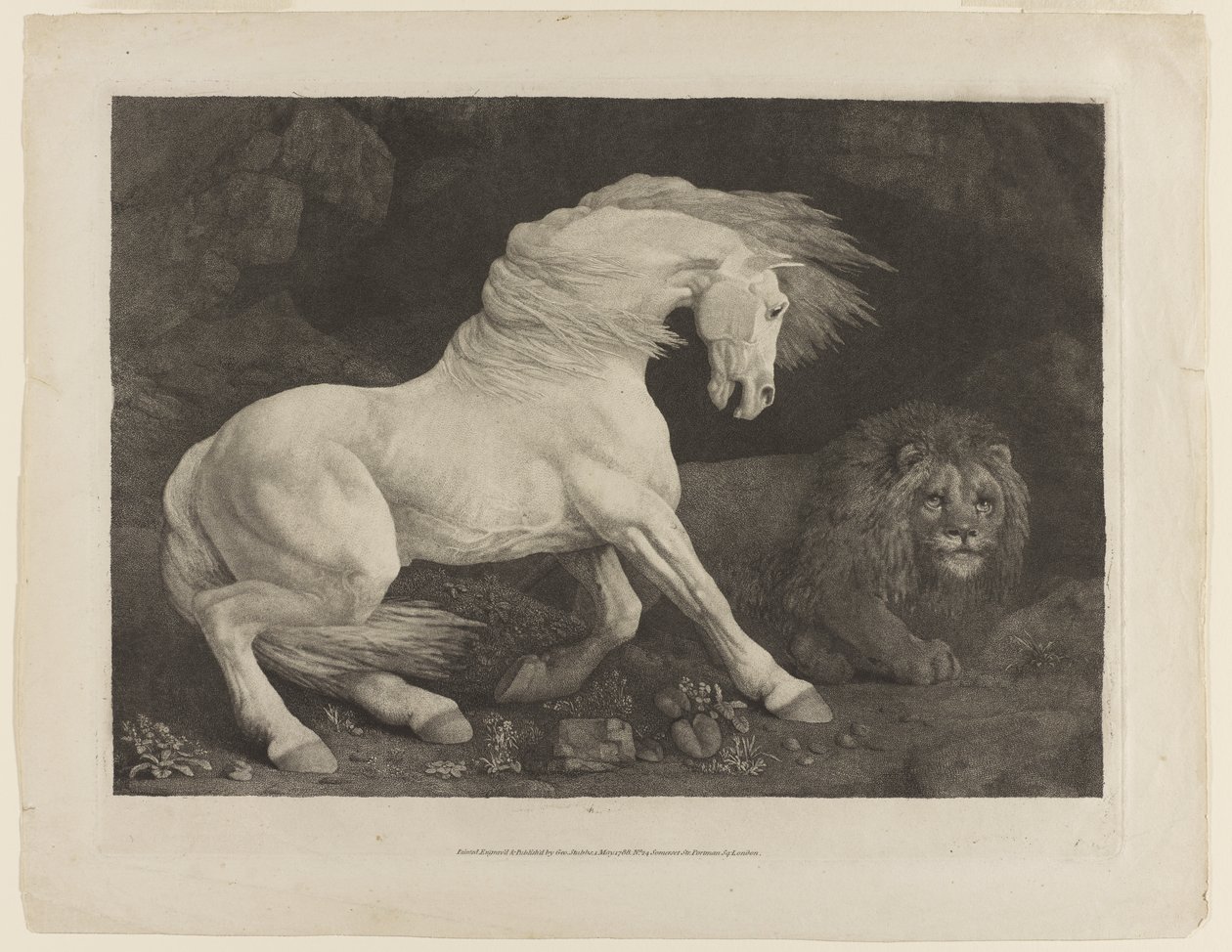 ジョージ・スタッブス（1724-1806）の後、ライオンに怯えた馬 作： ジョージ・タウンリー・スタッブス
