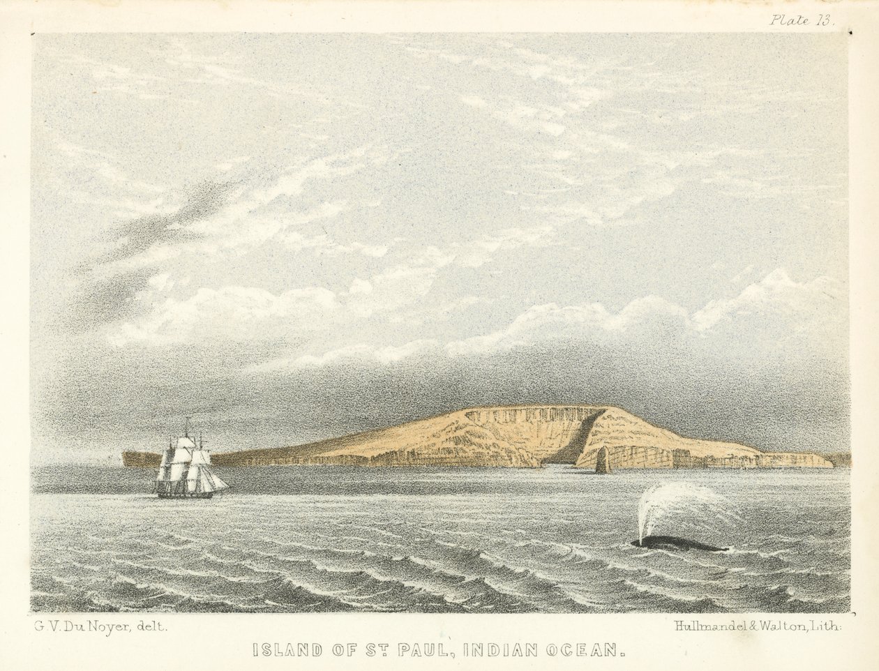 セント・ポール島、インド洋（カラーエングレーヴィング） 作： 