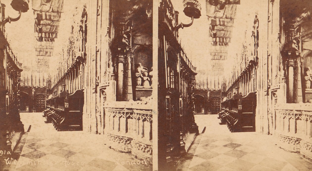 ウェストミンスター寺院、ロンドン、イングランド、1850 年代から 1910 年代の 5 つのステレオグラフ ビューのグループ。 作： ジョージWグリフィス