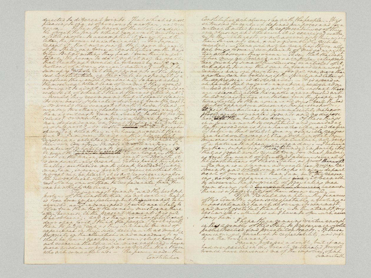 「憲法に基づく権力は常に国民と共にある」、1787年11月9日ブッシュロッド・ワシントン宛のサイン入りサイン 作： ジョージ・ワシントン