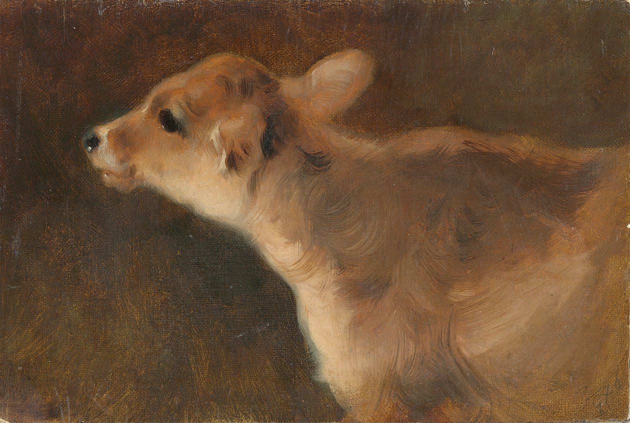 子牛、1879年（板に敷いた油彩、キャンバス） 作： ジョージ・ウィリアム・ホラー