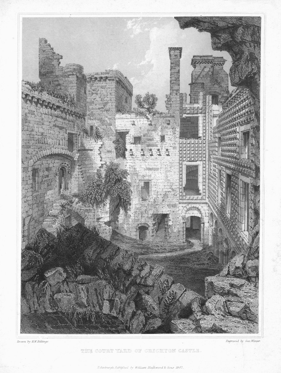 クライトン城の中庭、c1847。 作： ジョージ・ウィンター