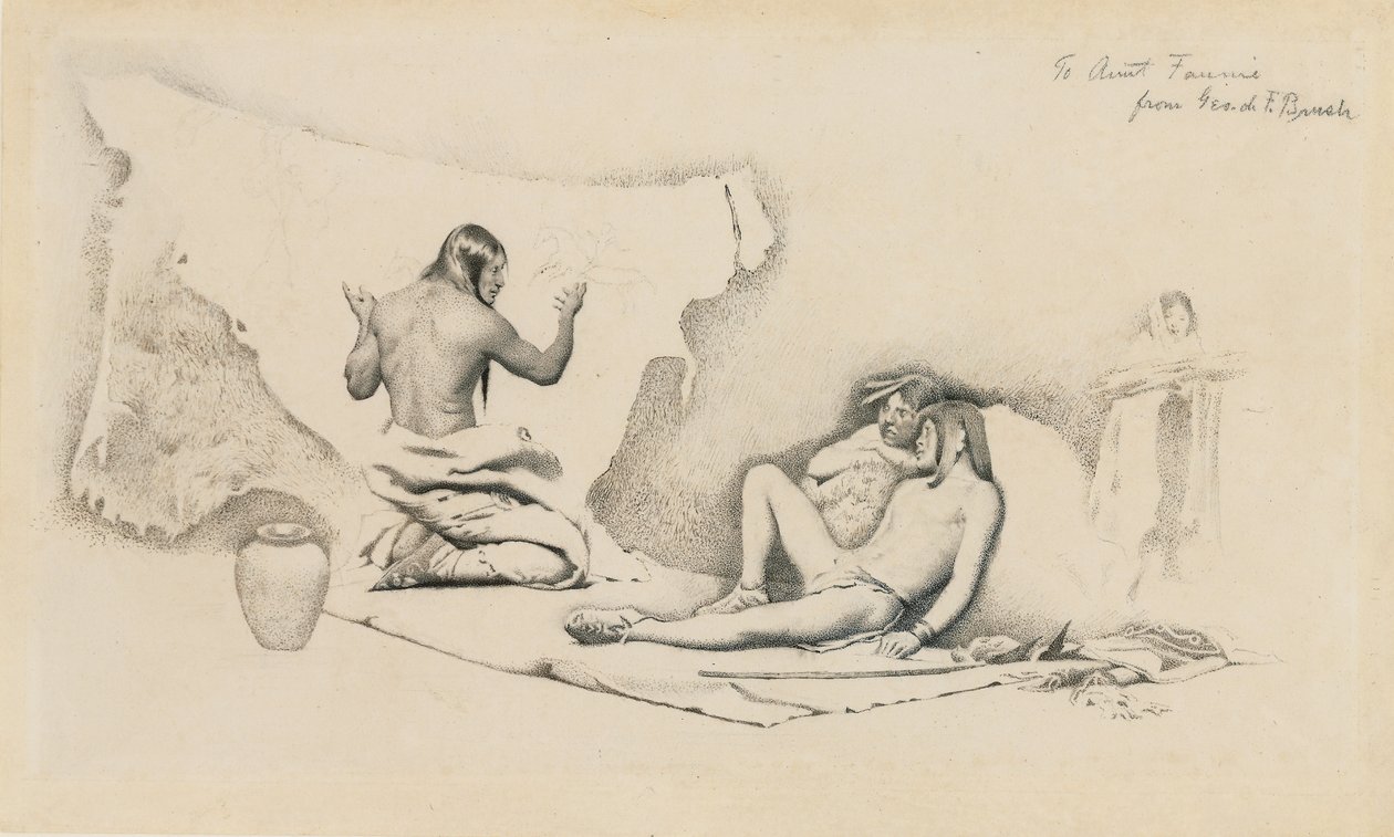 絵作家の物語のための研究、c.1884（紙に鉛筆とインク） 作： ジョージデフォレストブラシまたはブルッシュ