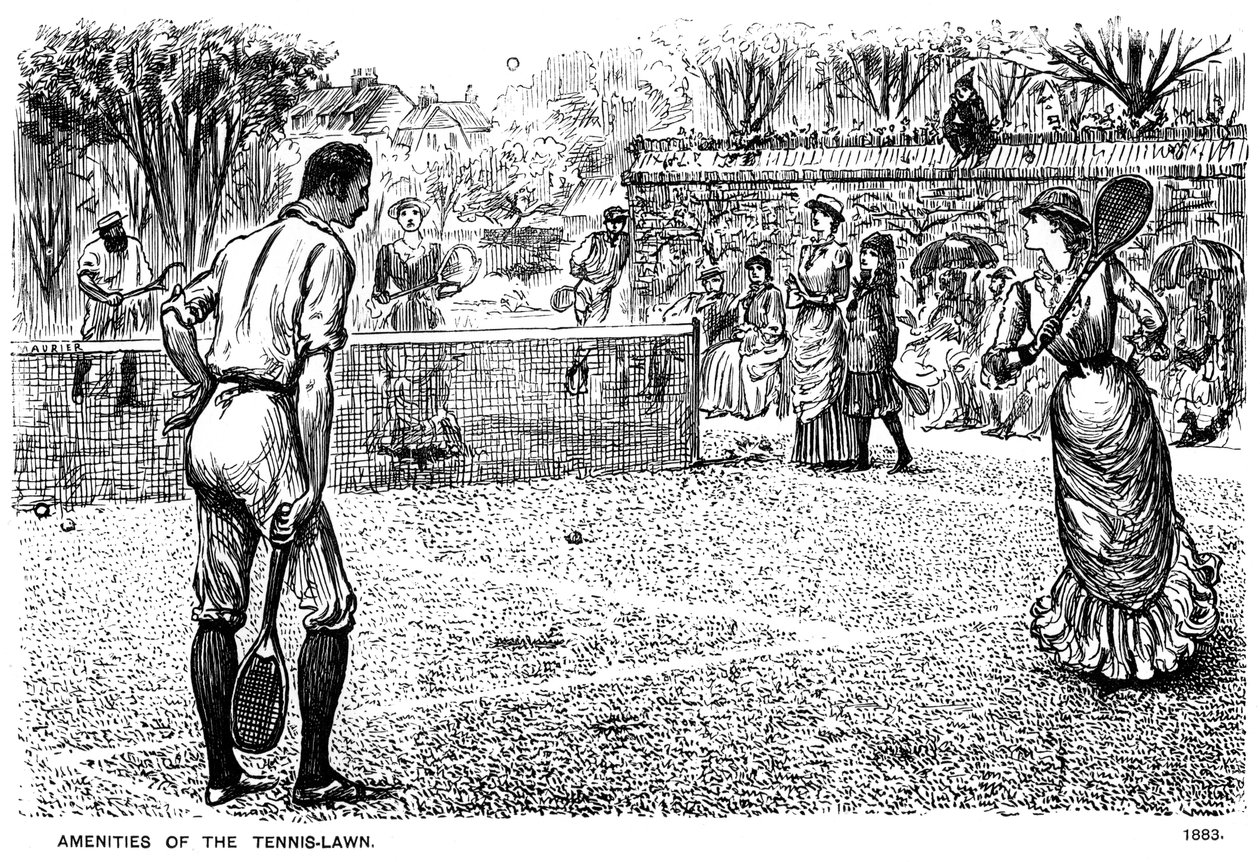 テニスローンの設備、1883年1891年。 作： ジョージ・デュ・モーリエ