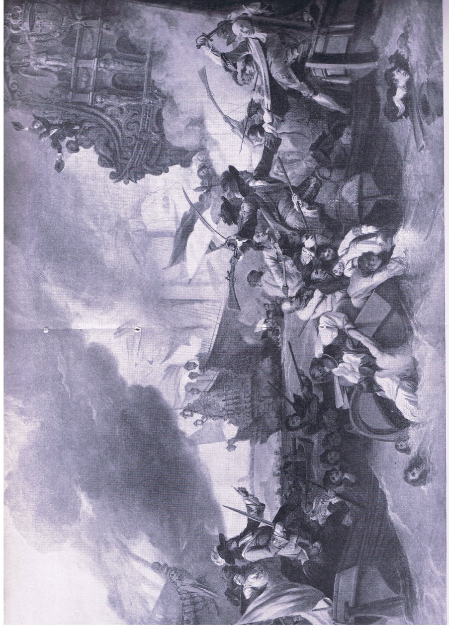 1692年5月23〜24日のラ・ホーグの戦い：フランス艦隊の破壊、イギリスと陸海の戦いのイラスト、1915 作： ジョージ・ザ・エルダー・チェンバース