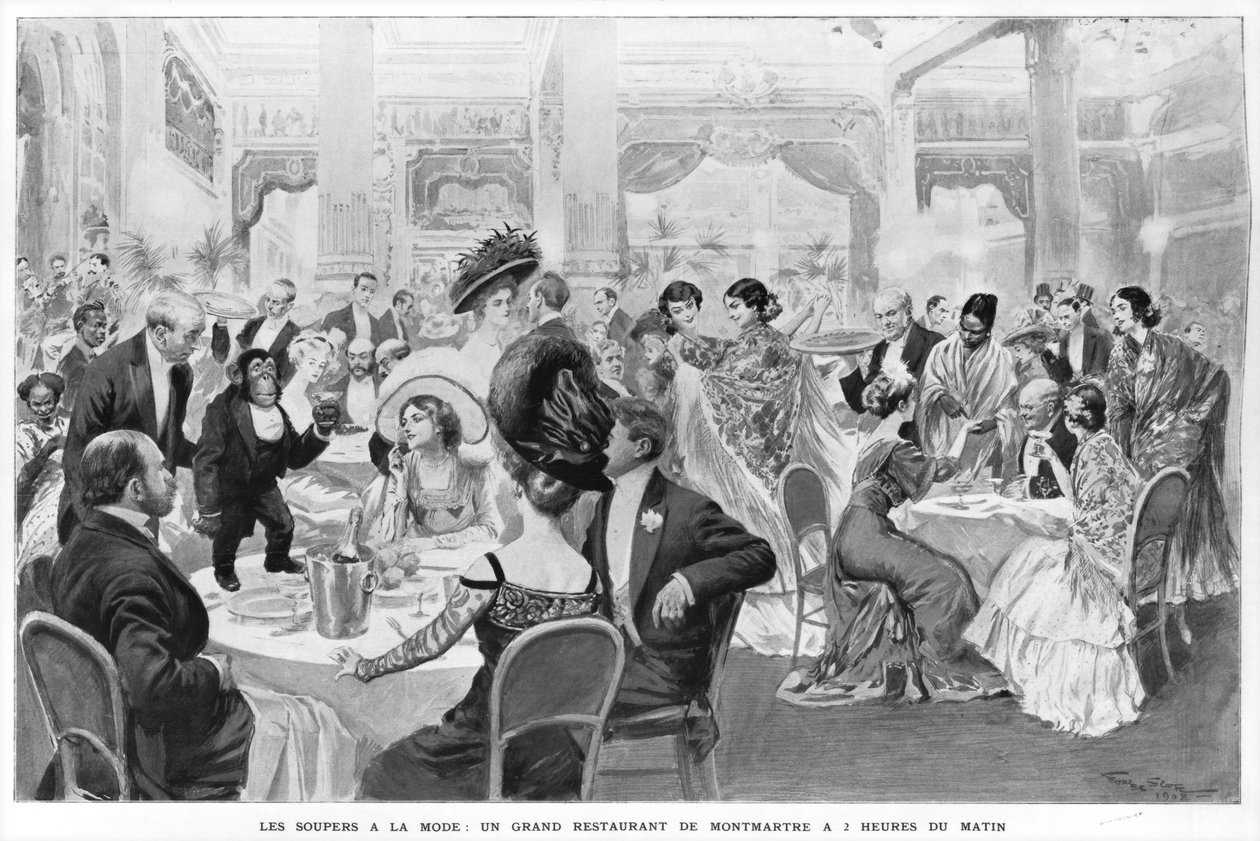 ファッショナブルな夕食、1908年の午前2時のモンマルトルの良いレストラン 作： ジョルジュ・バーティン・スコット