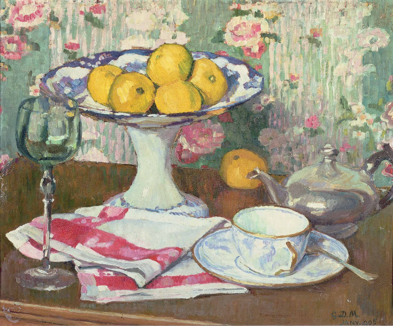 果物料理のある静物、1905 作： ジョージ・ダニエル・ド・モンフリード