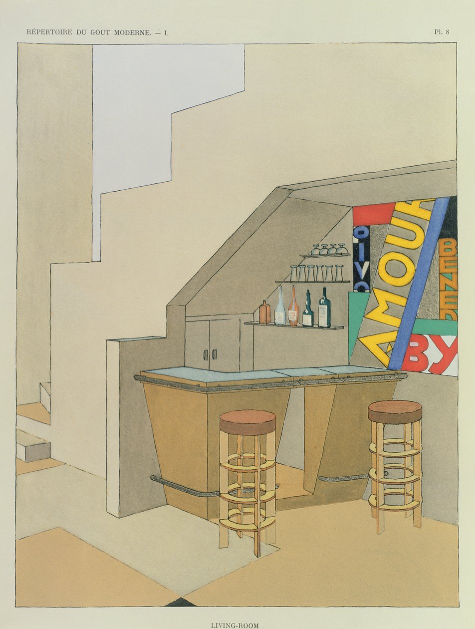 小さなバーのデザイン、フランスのインテリアデザイン出版物200点の印刷、c.1928-29（pochoir print） 作： ジョ・ブルジョワ・ジョルジュ