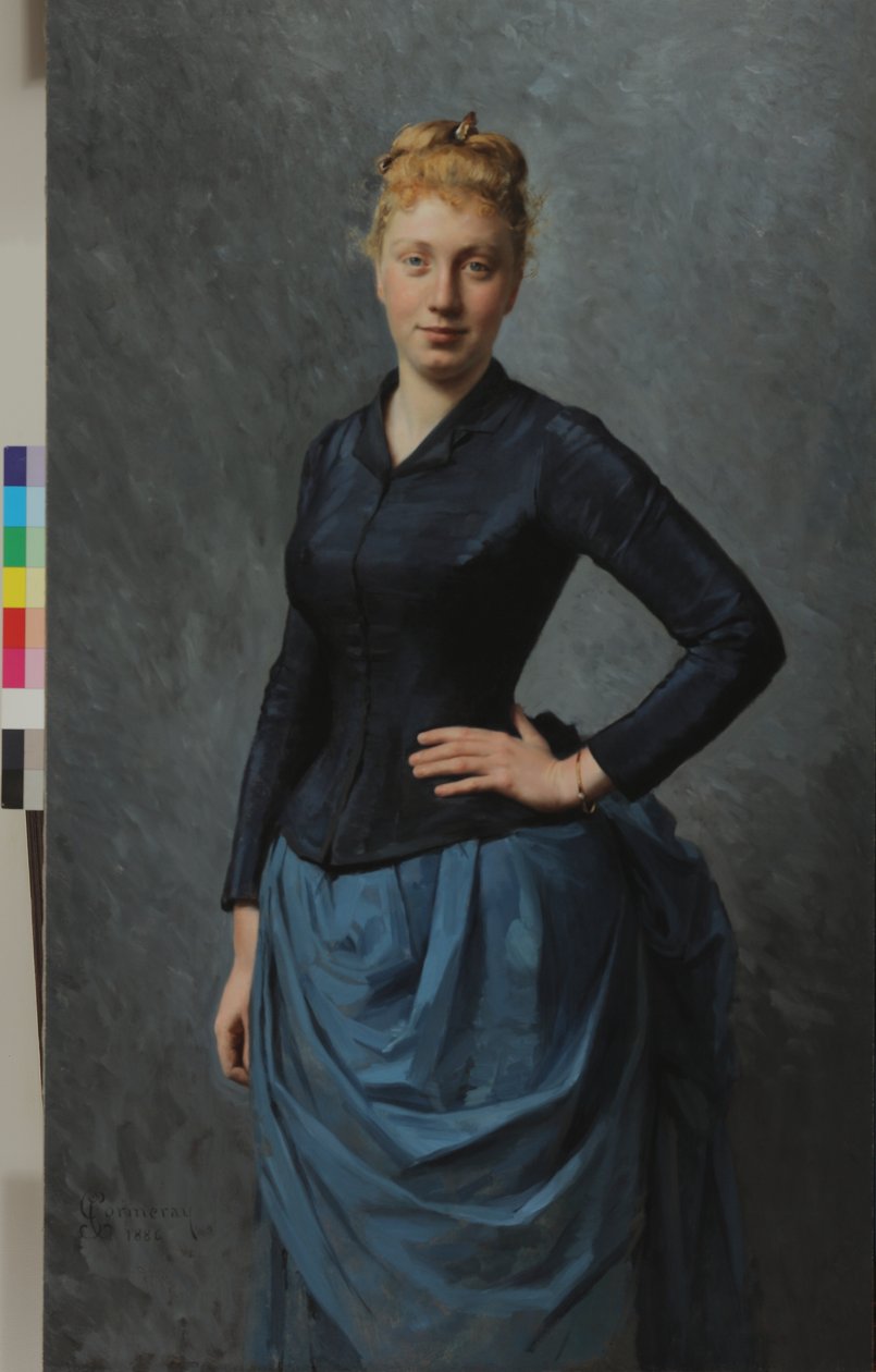 青の若い女性の肖像、1886 作： ジョルジュ・ジャン・ルイ・コルマレー