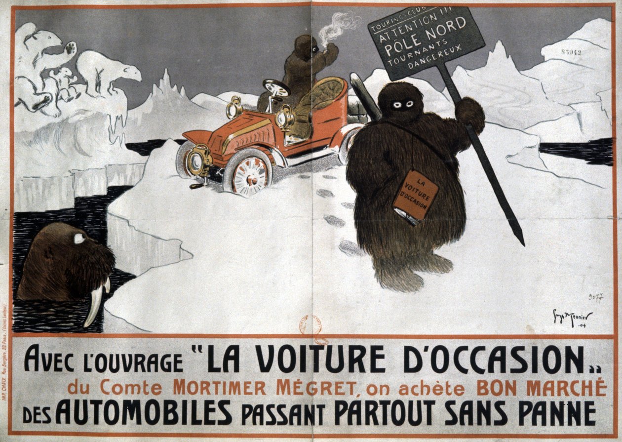 中古車の購入に関するMortimer Megretの本の広告、1904年 作： ジョルジュ・ムニエ