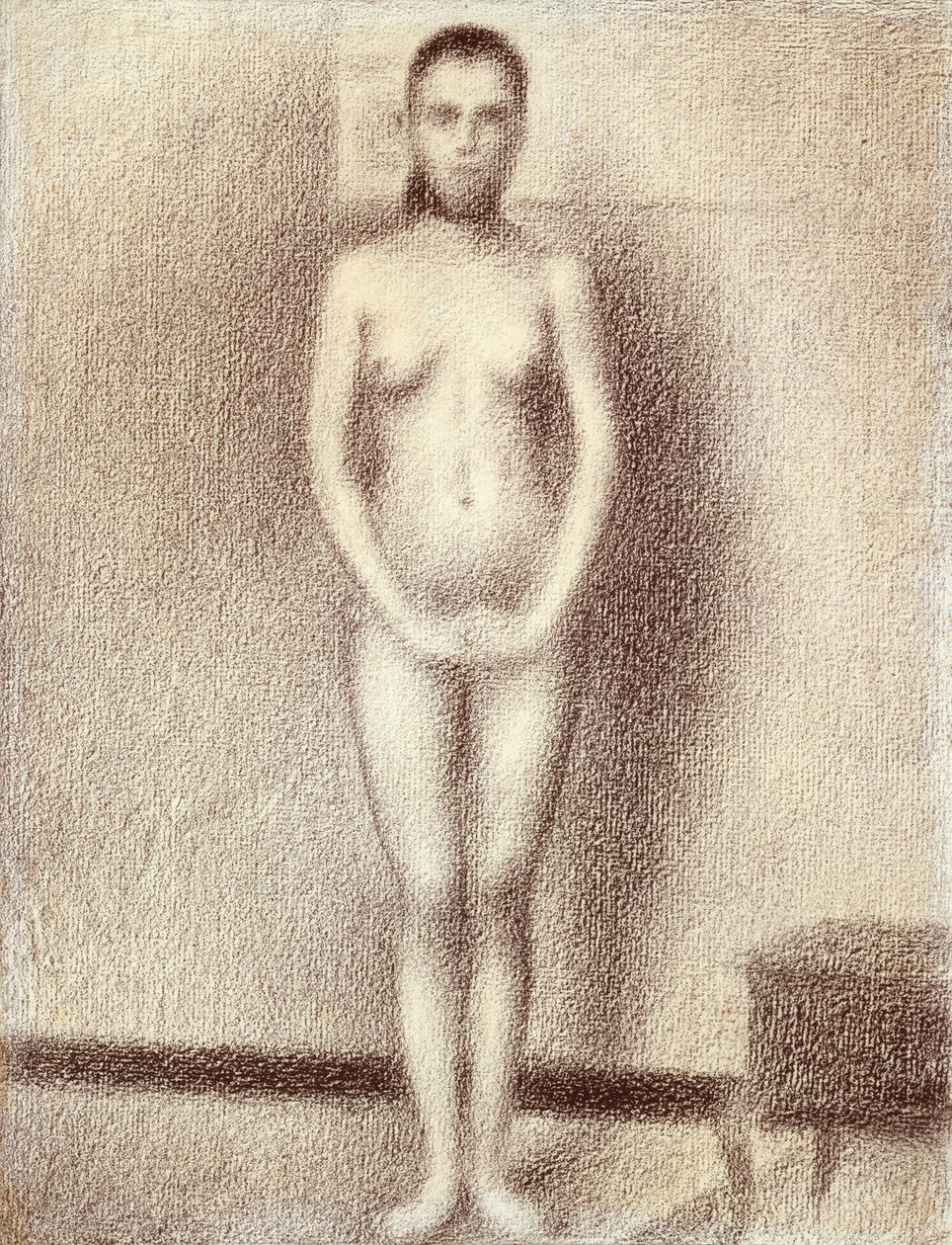Les Poseusesのための研究、1886年（敷設紙に鉛筆の鉛筆） 作： ジョルジュ・スーラ