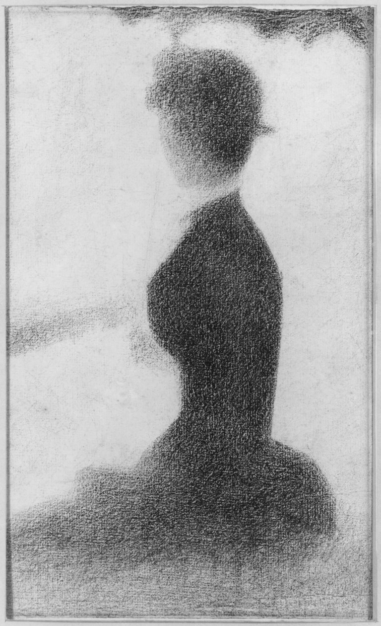 ラグランジャット島での日曜の午後の勉強、1884年（紙に鉛筆） 作： ジョルジュ・スーラ