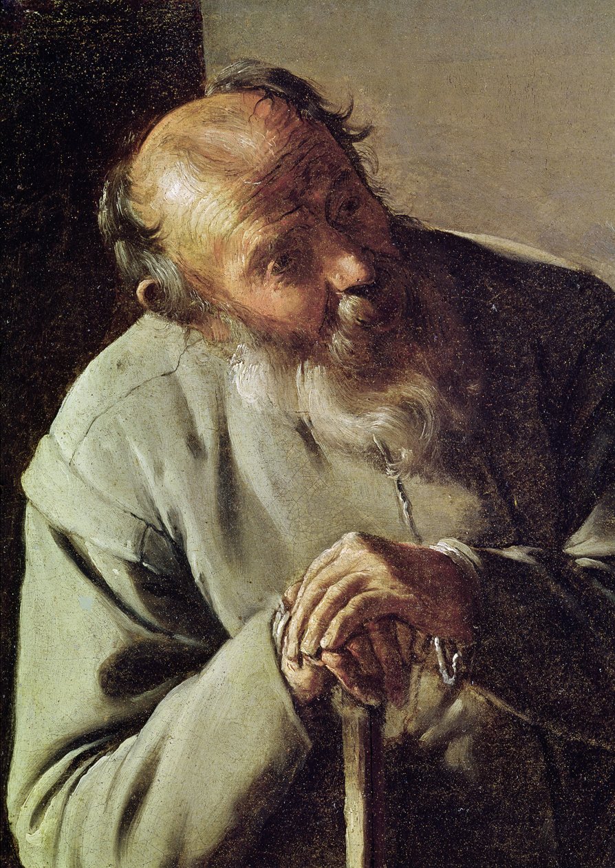老人、頭の詳細、1618-19年キャンバスに油彩 作： ジョルジュ・ド・ラ・トゥール