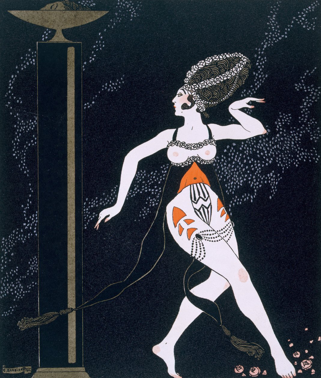 タマラ・カルサヴィナ（1885-1978）とのバレエシーン（1914年）（ポチョワールプリント） 作： ジョルジュ・バーバー