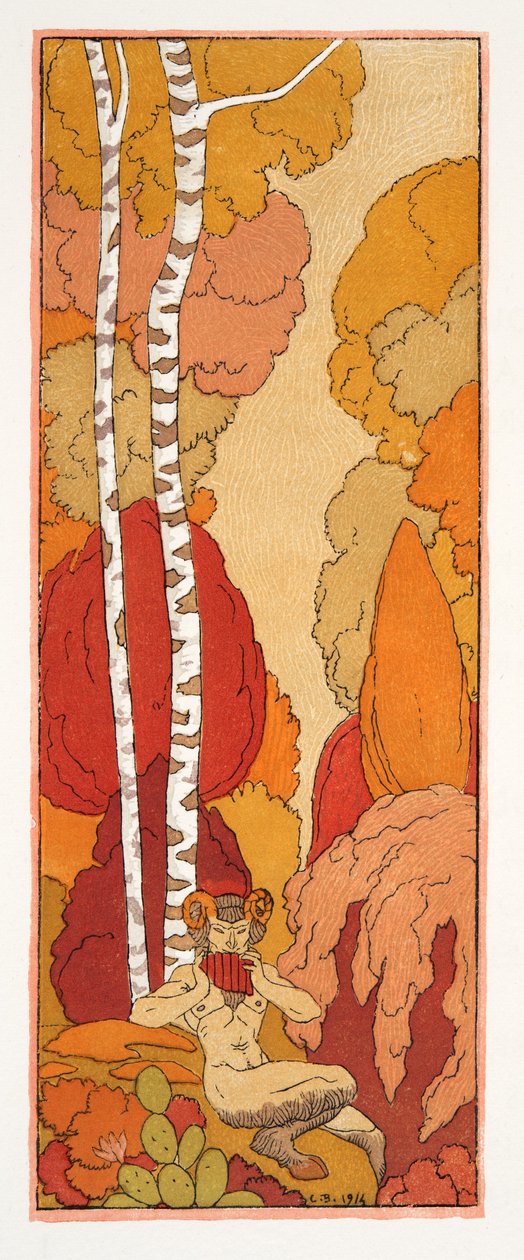 牧歌的な歌、「Les Chansons de Bilitis」のイラスト、Pierre Louys 作、パブ。 1922年（ステンシルプリント） 作： ジョルジュ・バーバー