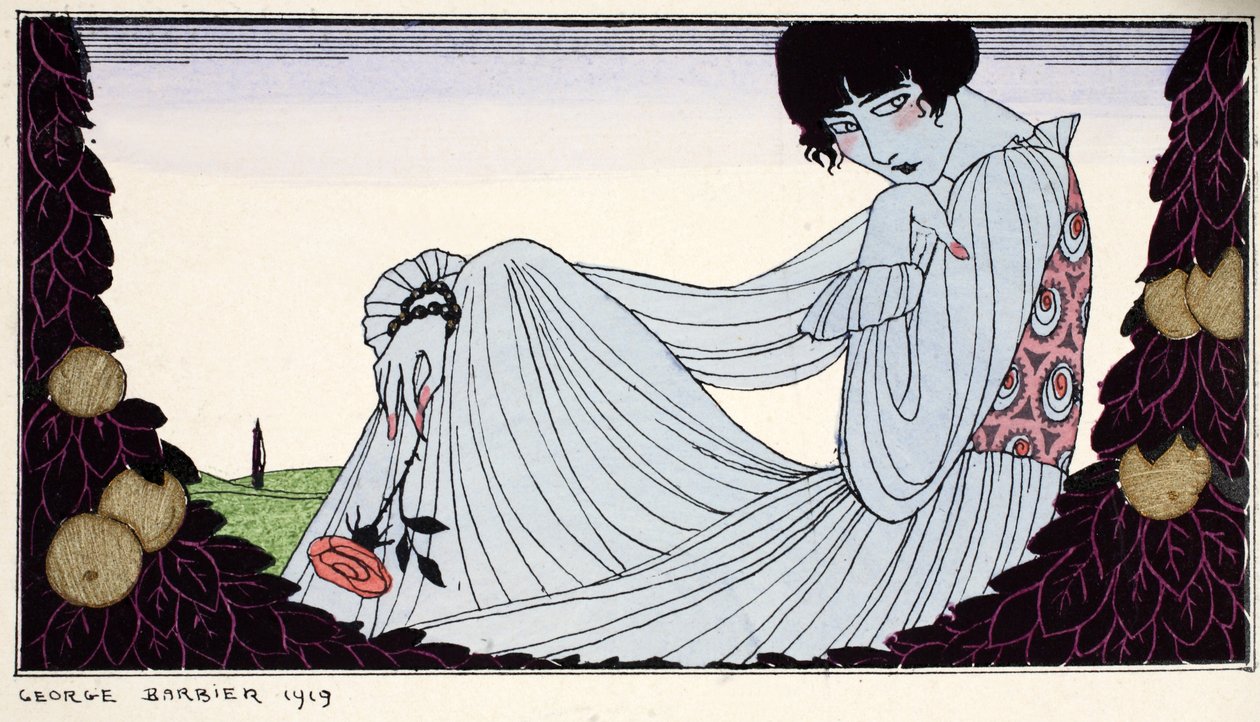 Contemplation 1919 (ステンシルプリント) 作： ジョルジュ・バーバー