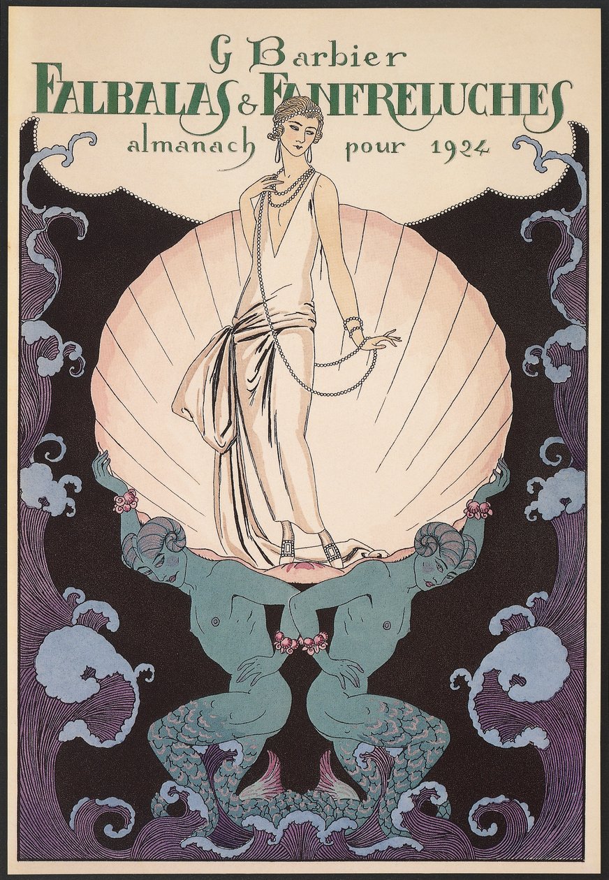 Falbalas et Fanfreluches、Almanac for 1924、表紙、George Barbier 作、版画 作： ジョルジュ・バーバー