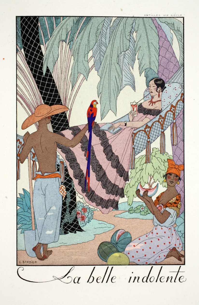 La Belle Indolente、「ファルバラとファンフルーシェ、現在、過去、未来のモードの年鑑」より 作： ジョルジュ・バーバー