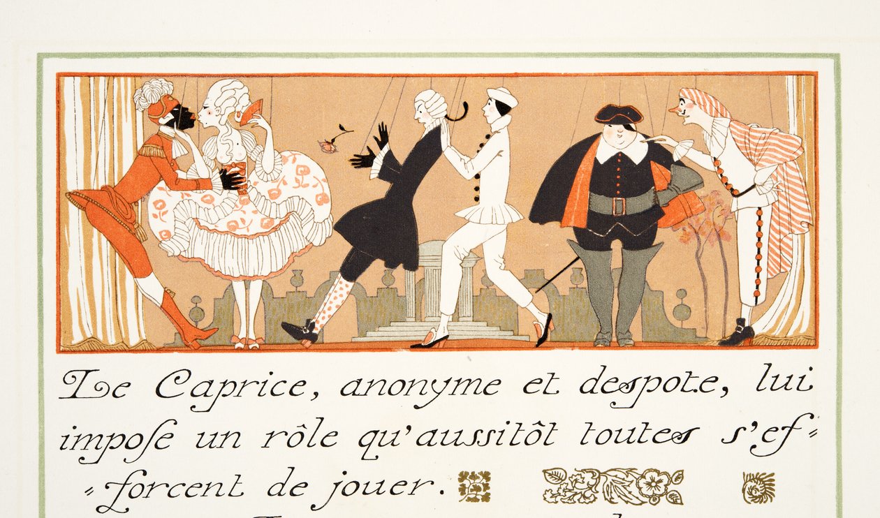 ル カプリス、Personages de Comedie、パブから。 1922年（ステンシルプリント） 作： ジョルジュ・バーバー