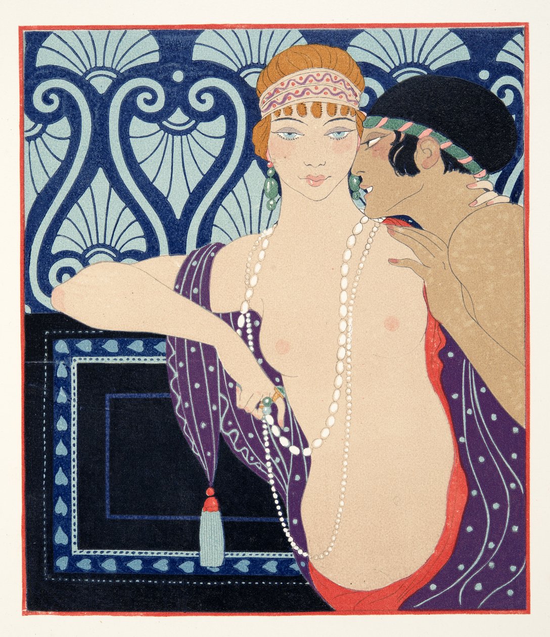 ムナシディカの三人の美女、ピエール・ルイス作『レ・シャンソン・ド・ビリティス』の挿絵、パブ。 1922年（ステンシルプリント） 作： ジョルジュ・バーバー