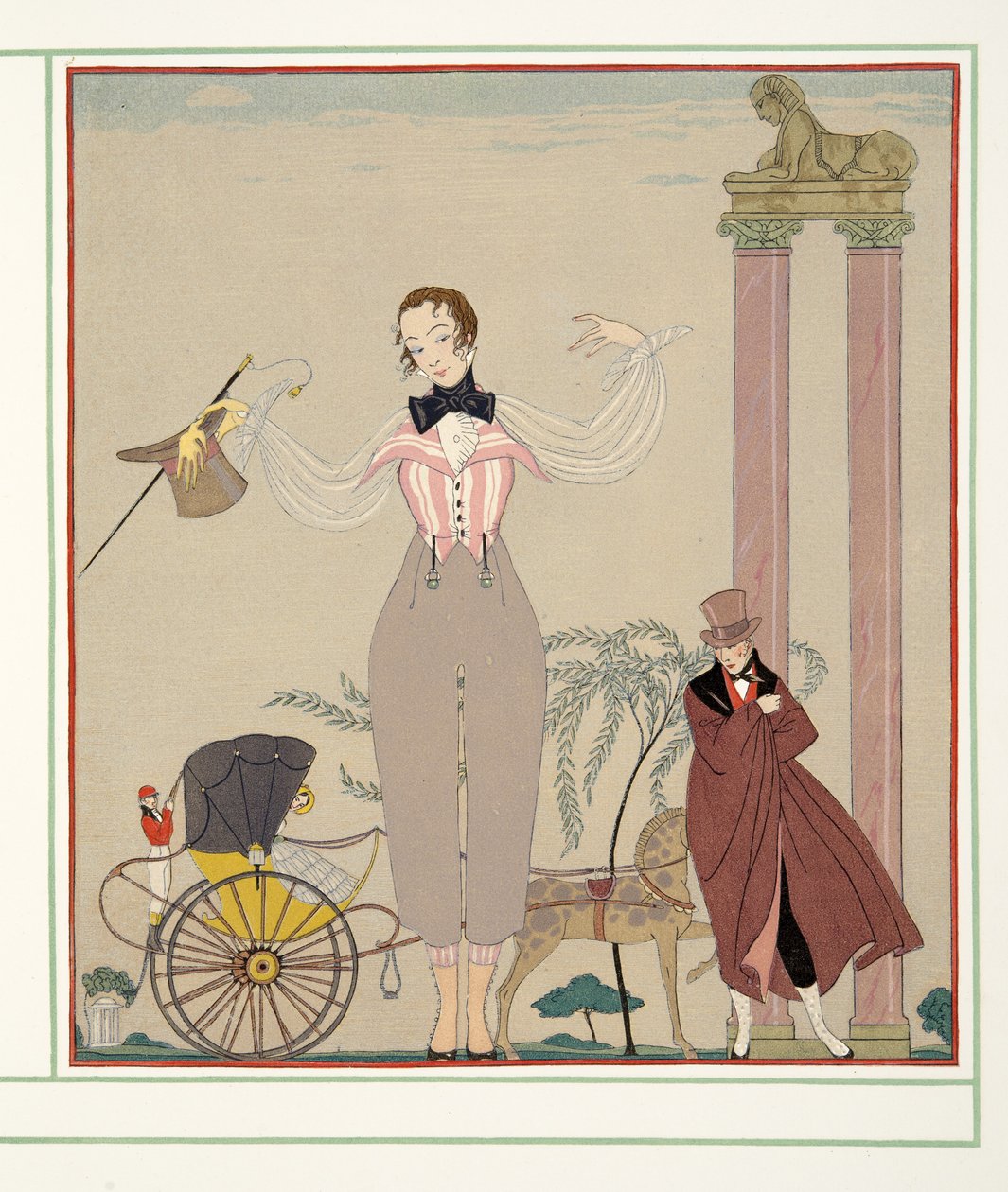 マドモアゼル・ド・モーパン、Personages de Comedie、パブから。 1922年（ステンシルプリント） 作： ジョルジュ・バーバー
