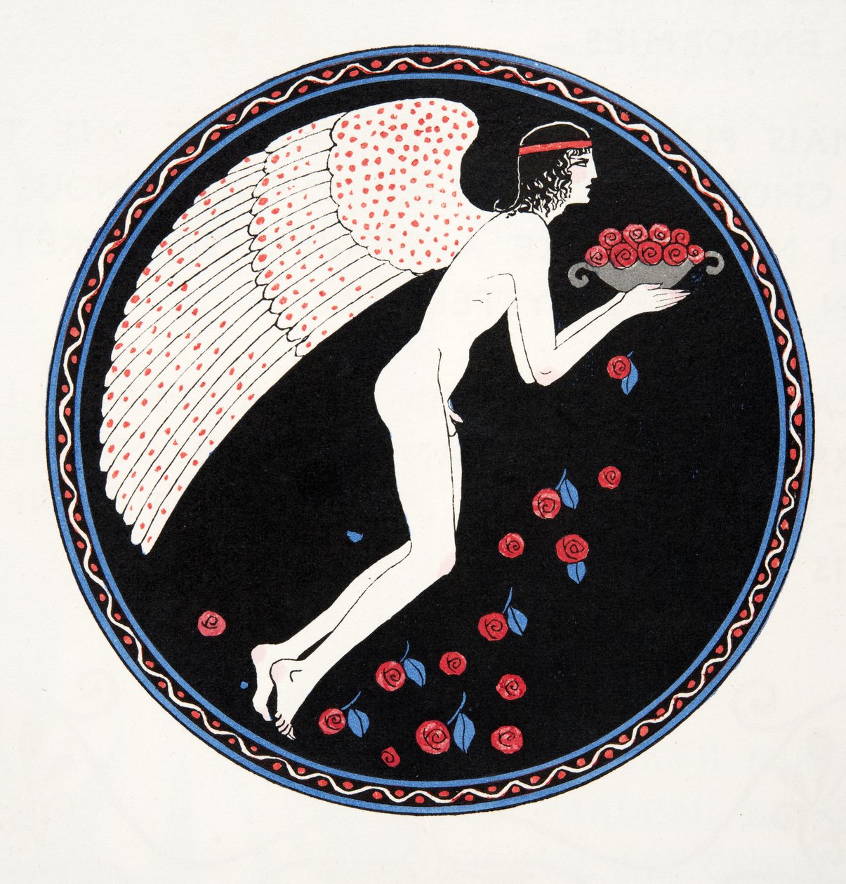 Roses in the Night、Pierre Louys 作、Les Chansons de Bilitis のイラスト、パブ。 1922年（ステンシルプリント） 作： ジョルジュ・バーバー