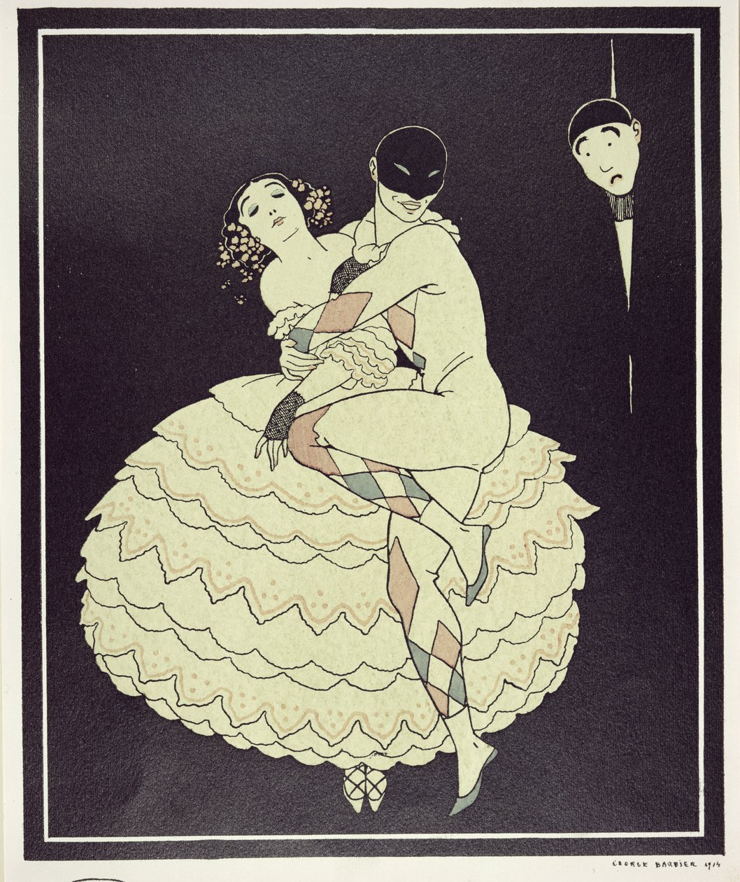 1910年のFokineの「Carnaval」でパブ。 1914（ポキアプリント） 作： ジョルジュ・バーバー