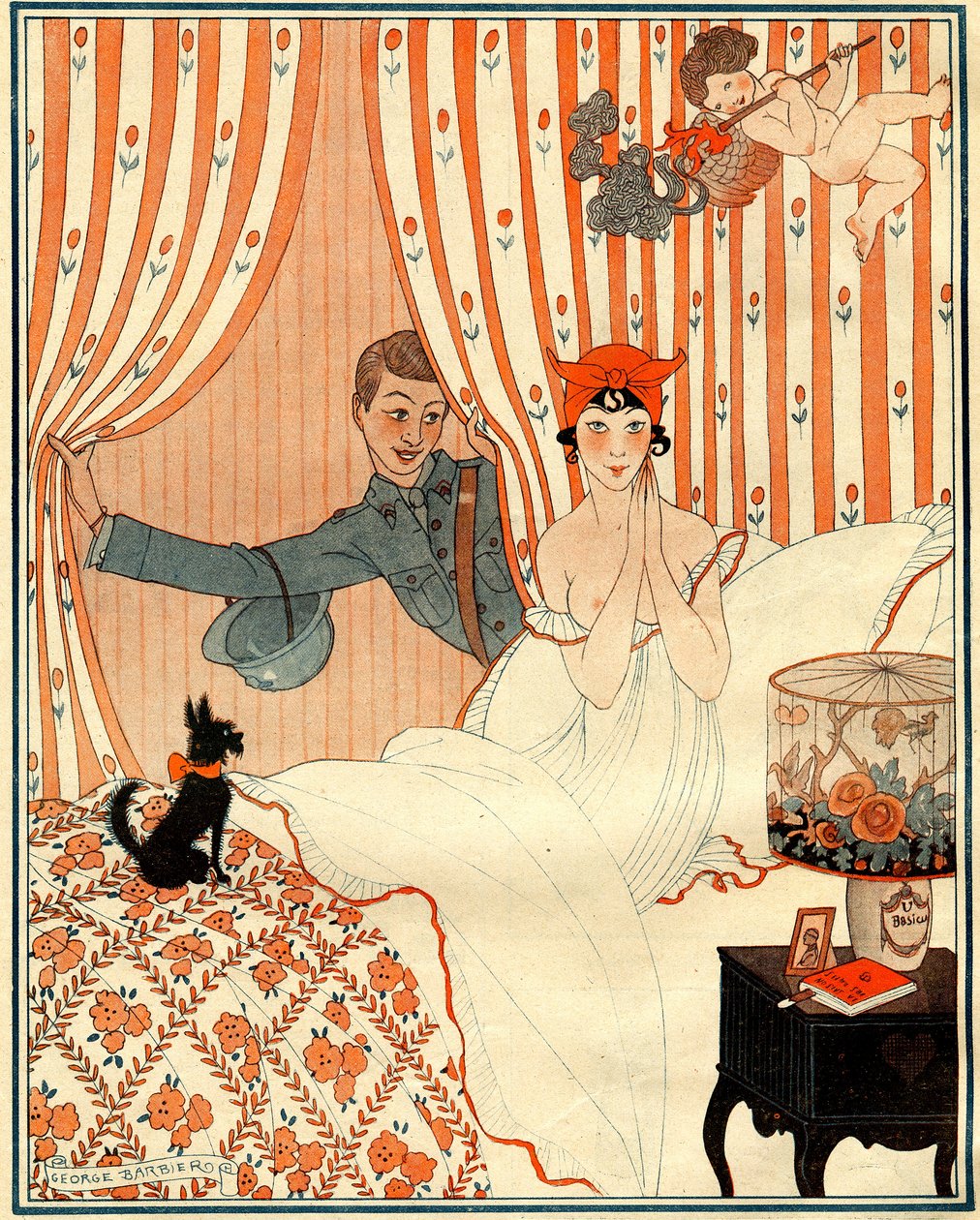 予定外の帰国…または目覚まし時計 - la Vie Parisienneのイラスト 作： ジョルジュ・バーバー