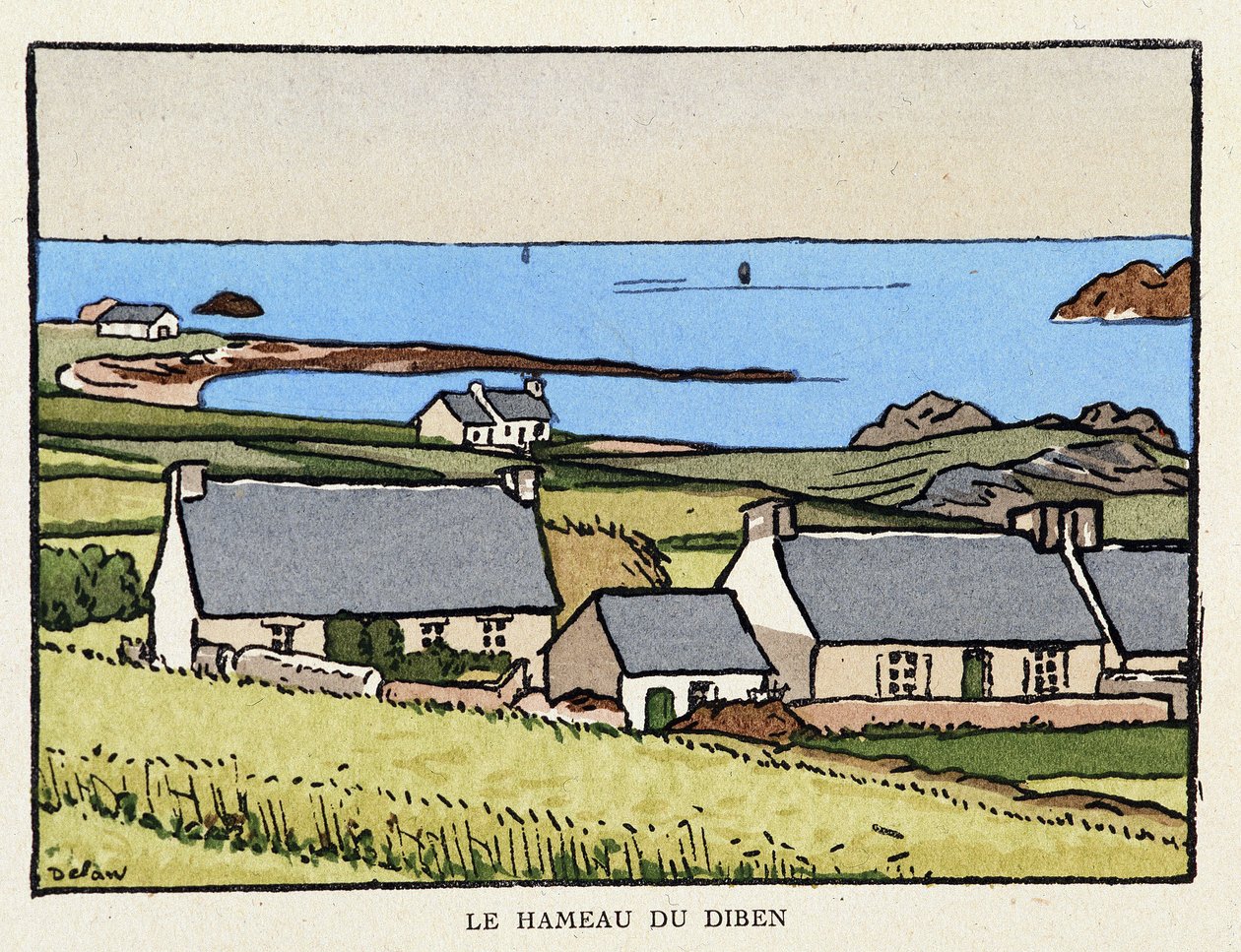 ジョルジュ・デロー（1871-1938）の「Sur les chemins de France」に登場するDibenの集落。 作： ジョルジュ・デロー