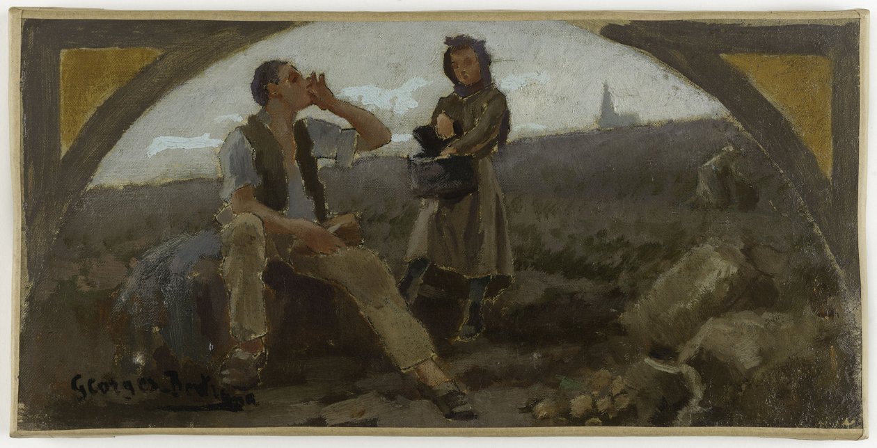 パリ市立美術館の食堂のスケッチ：ラ・ポム・ド・テール、1893年頃（油彩・カンヴァス） 作： ジョルジュジュールバートランド