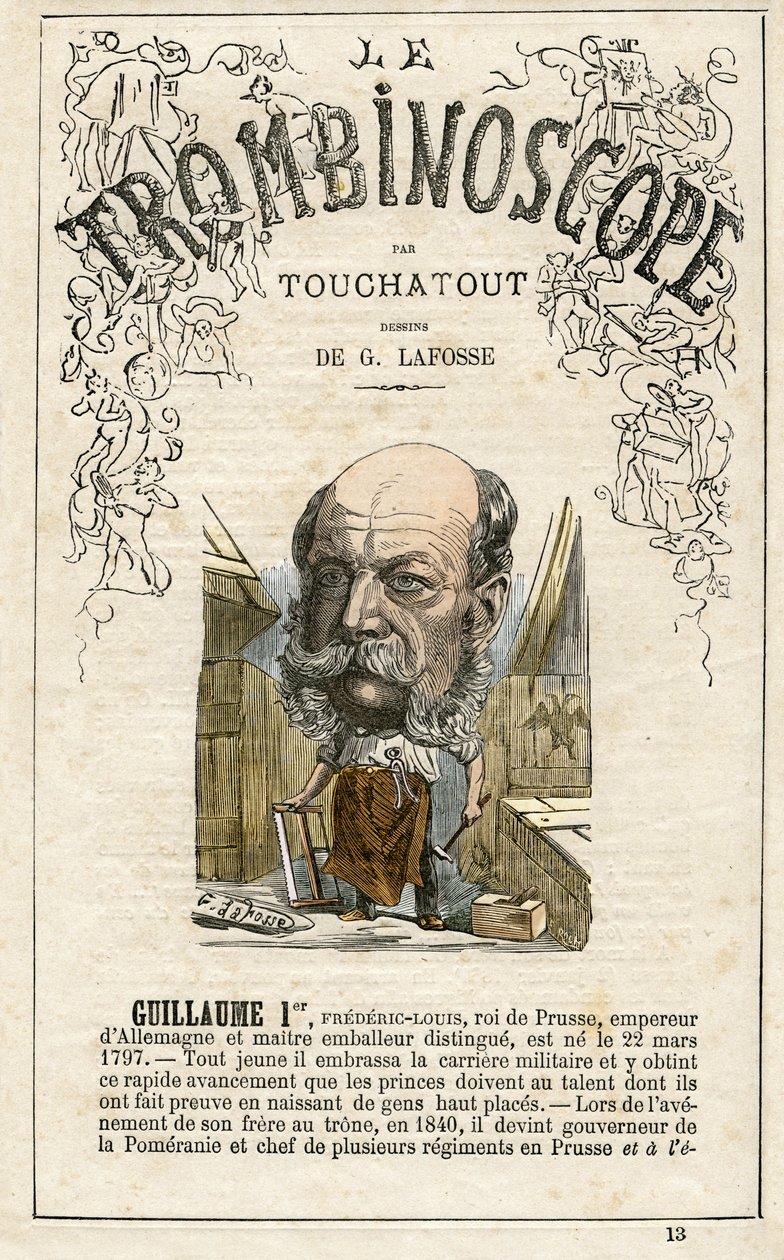 Guillaume Ier - GUGLIELMO I - Leon-Charles Bienvenuによる風刺政治定期刊行物「Le Trombinoscope」の挿絵。 作： 