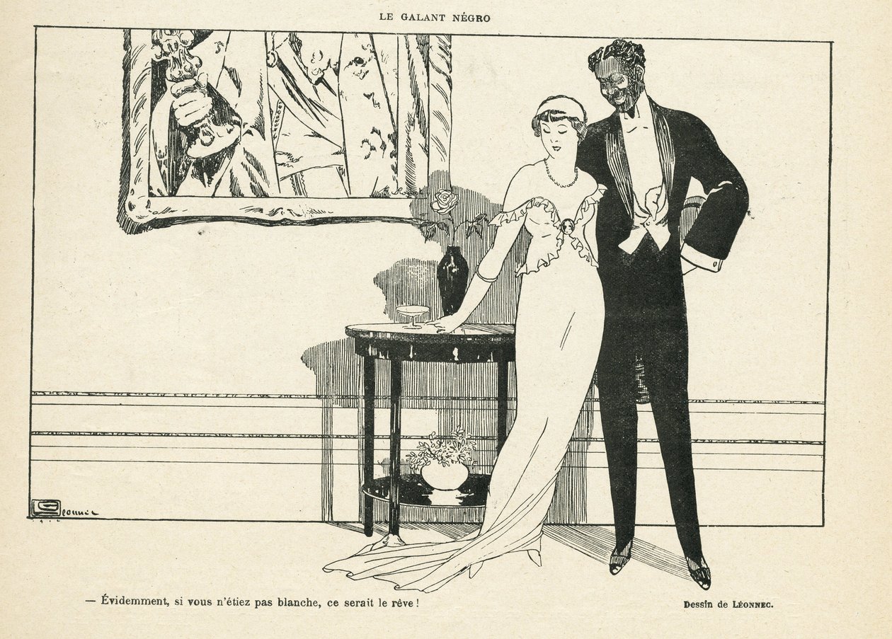 ジョルジュ・レオネック（1881-1940）によるイラスト（『Le Lire』12年7月20日号） - Le galant negro - Amour, Xenophobia - Black 作： ジョルジュ・レオンネック