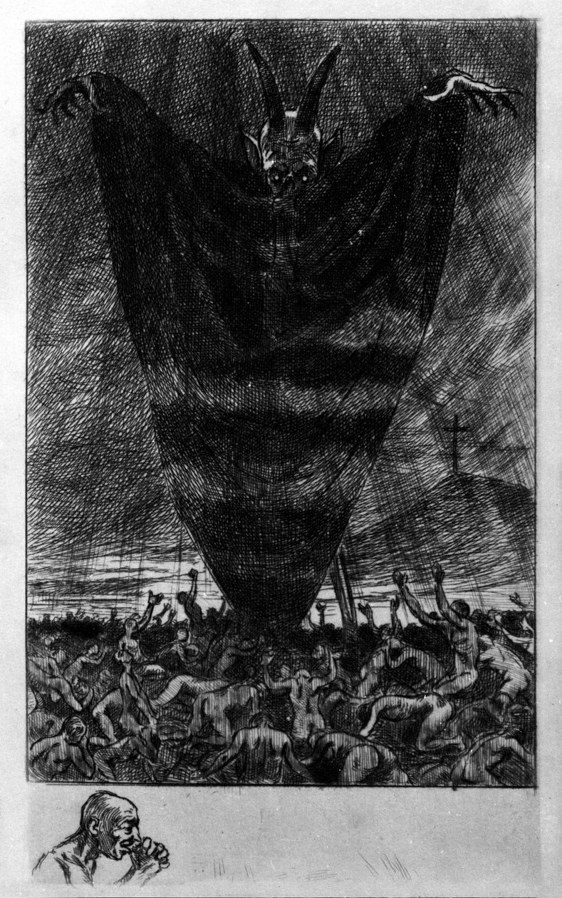Georges Antoine Rochegrosse（1859-1938）による、詩人Charles Baudelaire（1821-1867）の "Les fleurs du mal "の中の "Hymne a Satan "の挿絵。 作： ジョルジュ・マリー・ロシュグロス