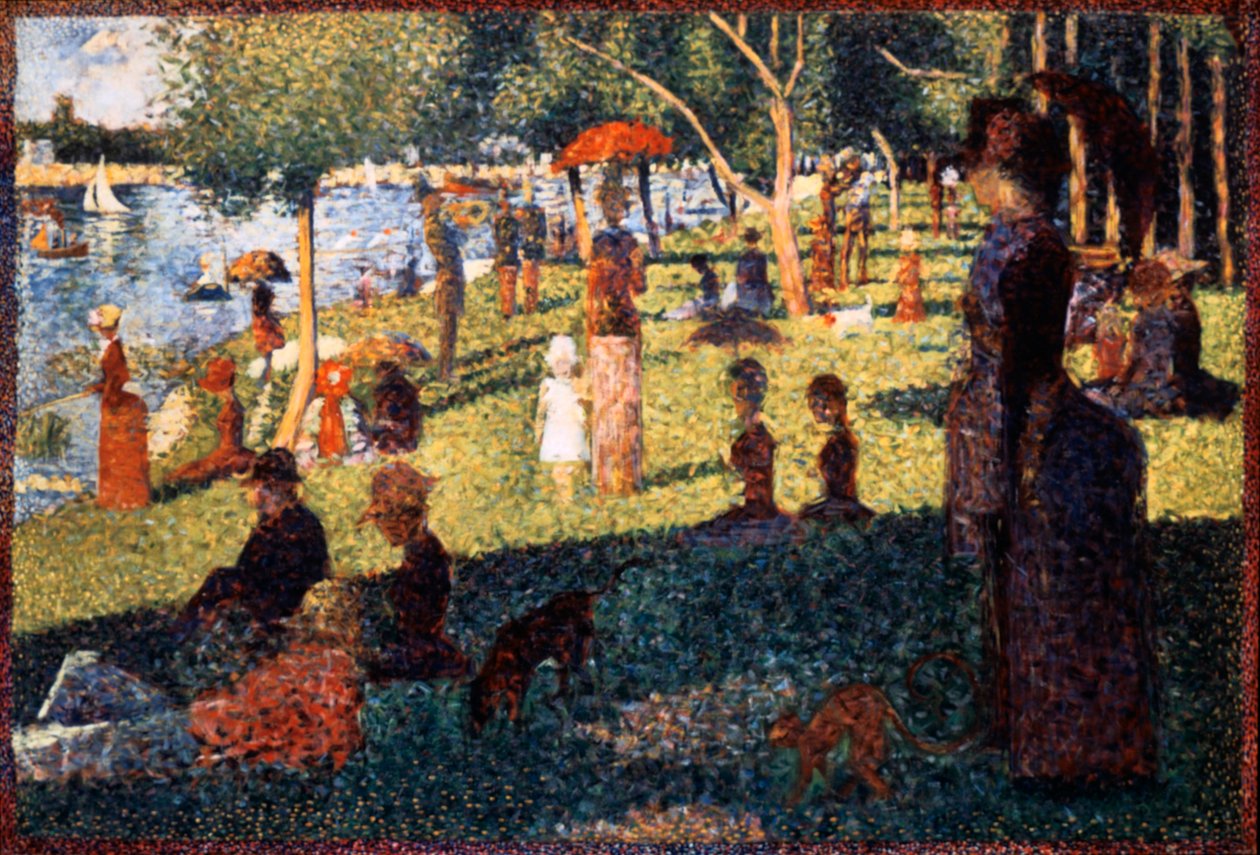 スーラ、La Grande Jatte,.希少な額装用画集より、版上サイン ジョルジュ・スーラ、≪グランド・ジャット島の日曜日の午後≫の
