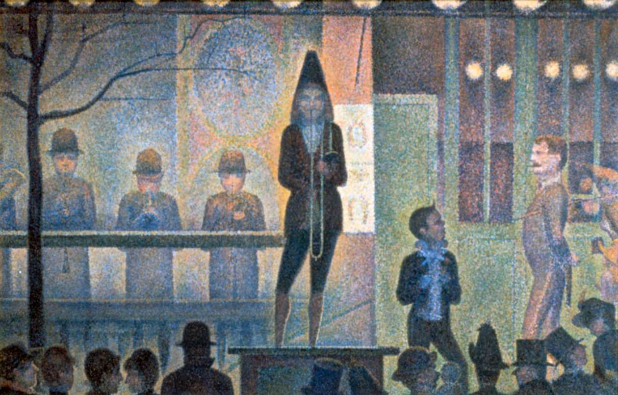 サーカスのサイドショー、1887-1888 作： ジョルジュ・ピエール・スーラ